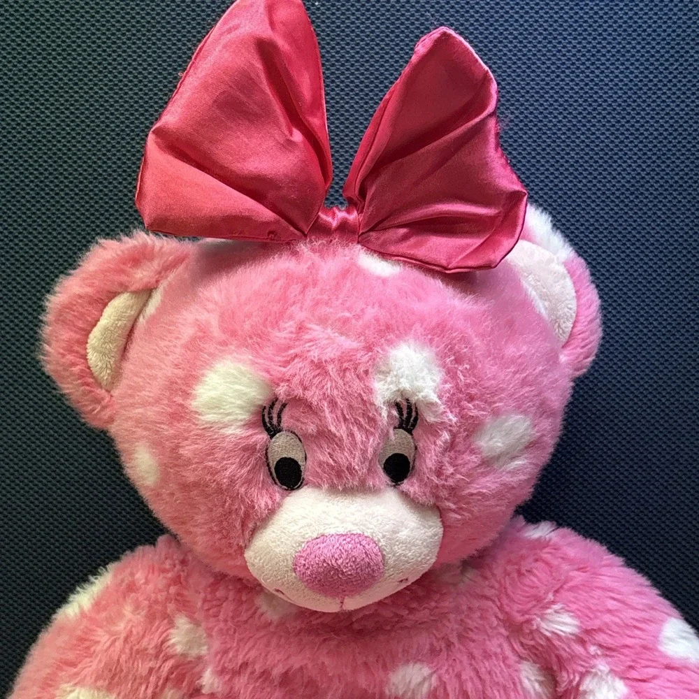 Build A Bear Pink Polka Dot Disney Minnie Mouse W/Bow Plush Stuffed Animal